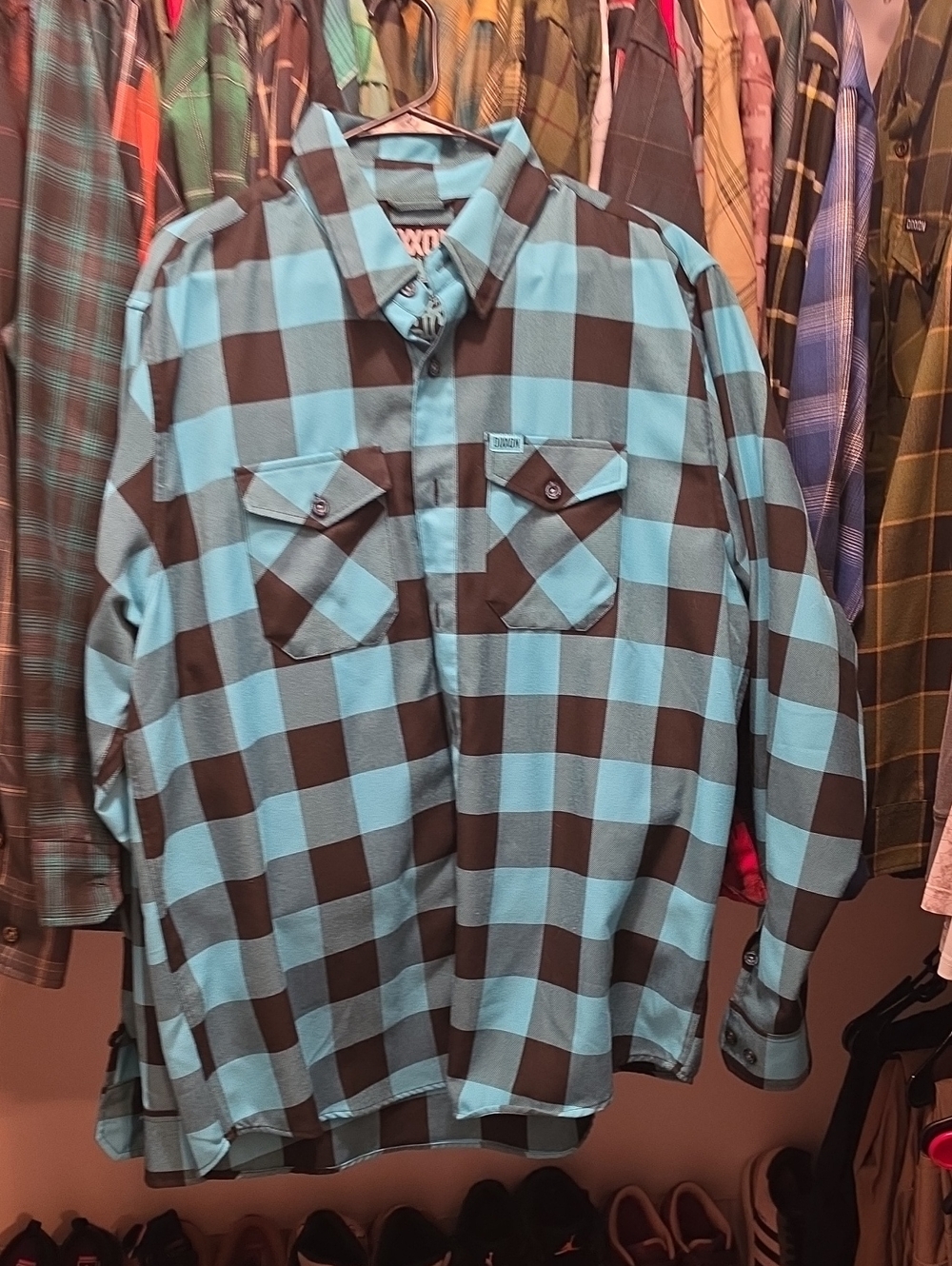 Men's Dixxon Back 2 The Basics Blue and Black Check Flannel Shirt